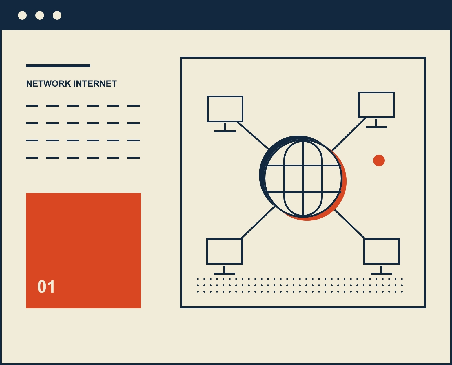 Website mockup with a modular halftone grid layout